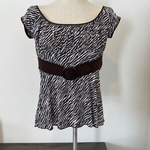 L8ter Women's Vintage Animal‎ Print Baby Doll Shirt Size Large Y2K VTG